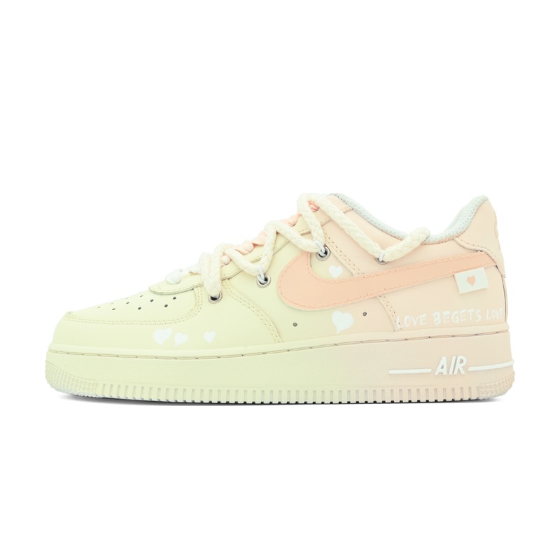 Custom Air Force 1 Shoes Beige Peach Love Begets Love