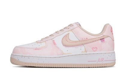 Custom Air Force 1 Shoes Beige Pink Love Notes