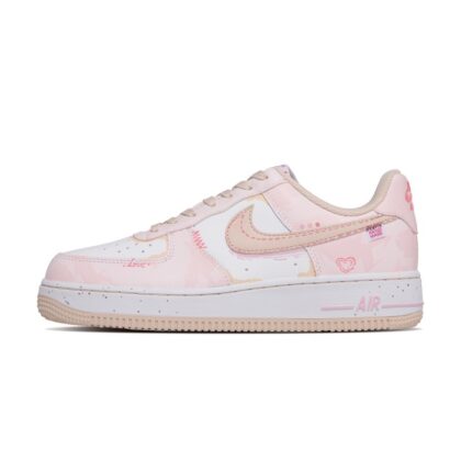 Custom Air Force 1 Shoes Beige Pink Love Notes