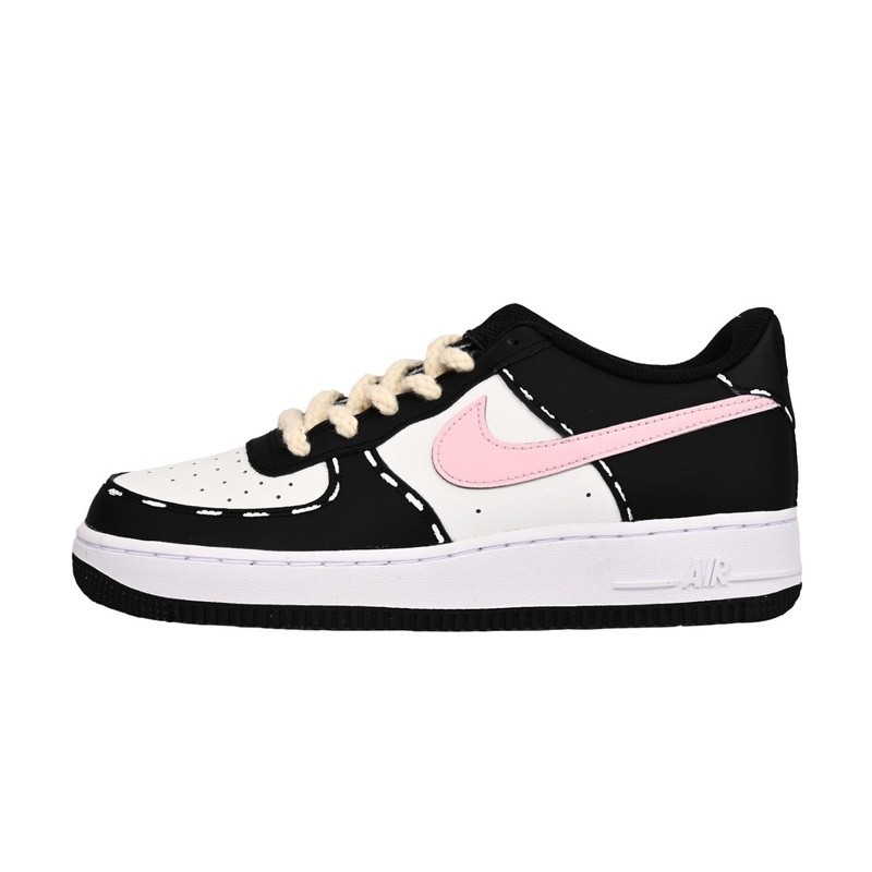 Custom Air Force 1 Shoes Black Pink Comic Line
