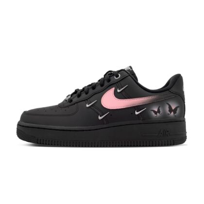 Custom Air Force 1 Shoes Black Pink Shadow Butterfly