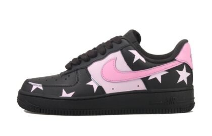 Custom Air Force 1 Shoes Black Pink Starry Night