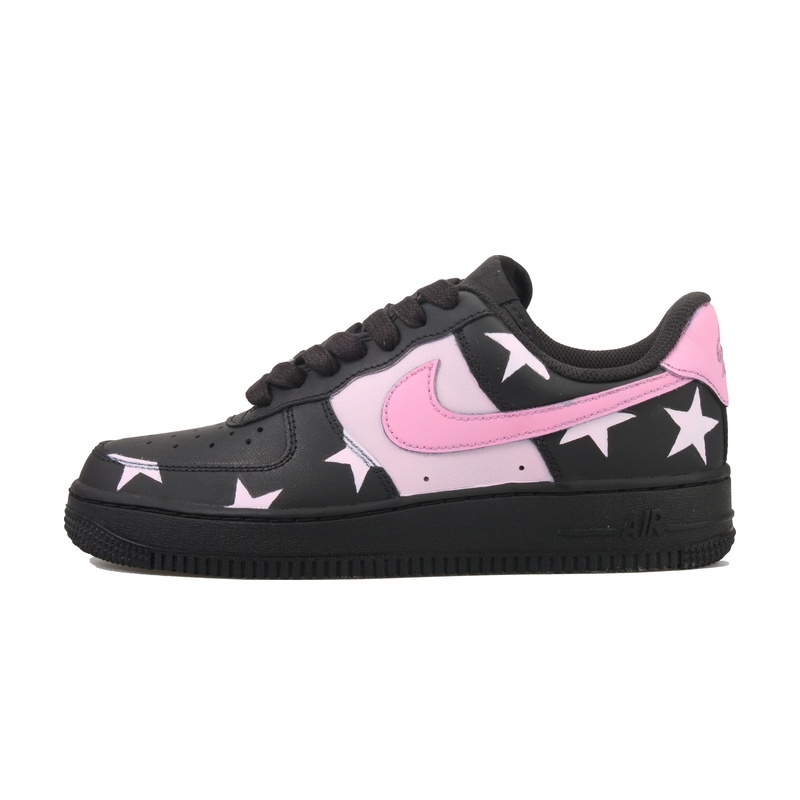 Custom Air Force 1 Shoes Black Pink Starry Night