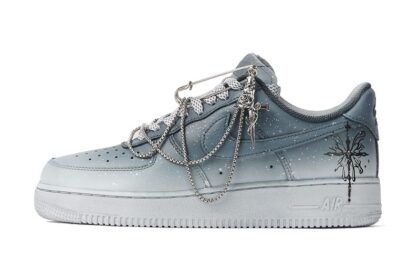 Custom Air Force 1 Shoes Gray White Punk Butterfly