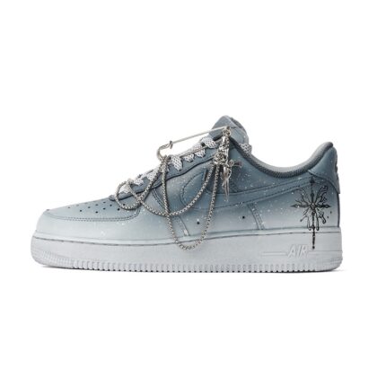 Custom Air Force 1 Shoes Gray White Punk Butterfly