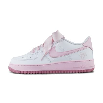 Custom Air Force 1 Shoes Pink Beige Bowknot Charm