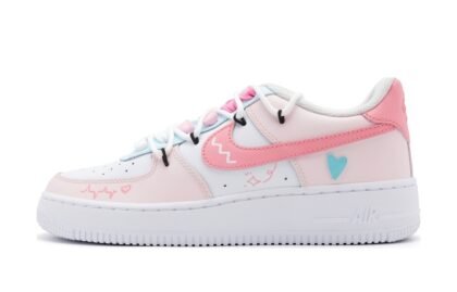 Custom Air Force 1 Shoes Pink Cyan Heart Beat