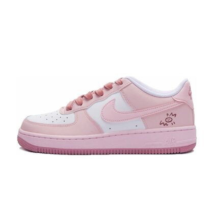 Custom Air Force 1 Shoes Pink White Creme Pig