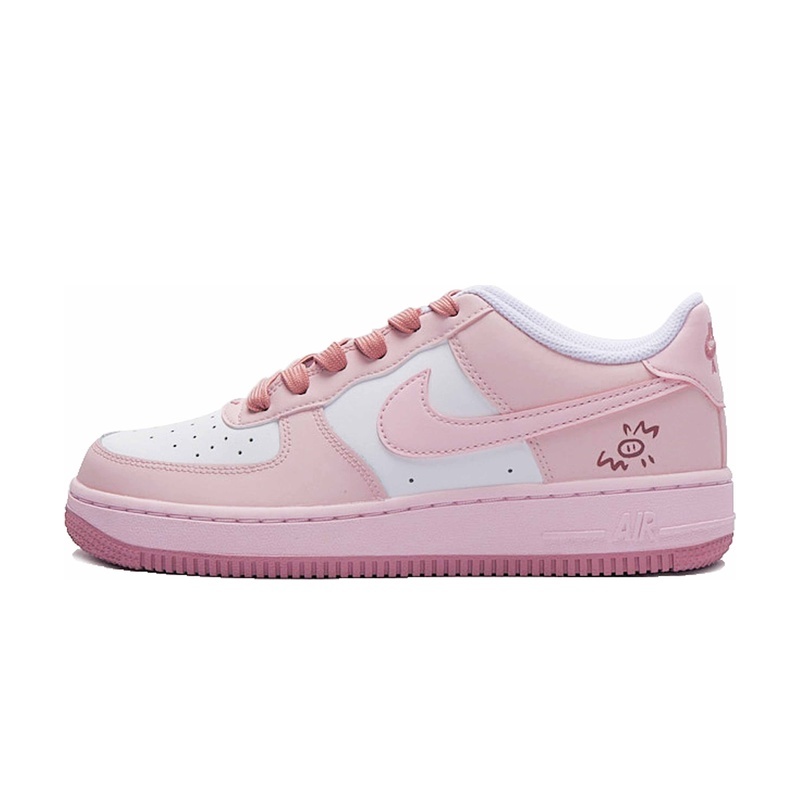 Custom Air Force 1 Shoes Pink White Creme Pig