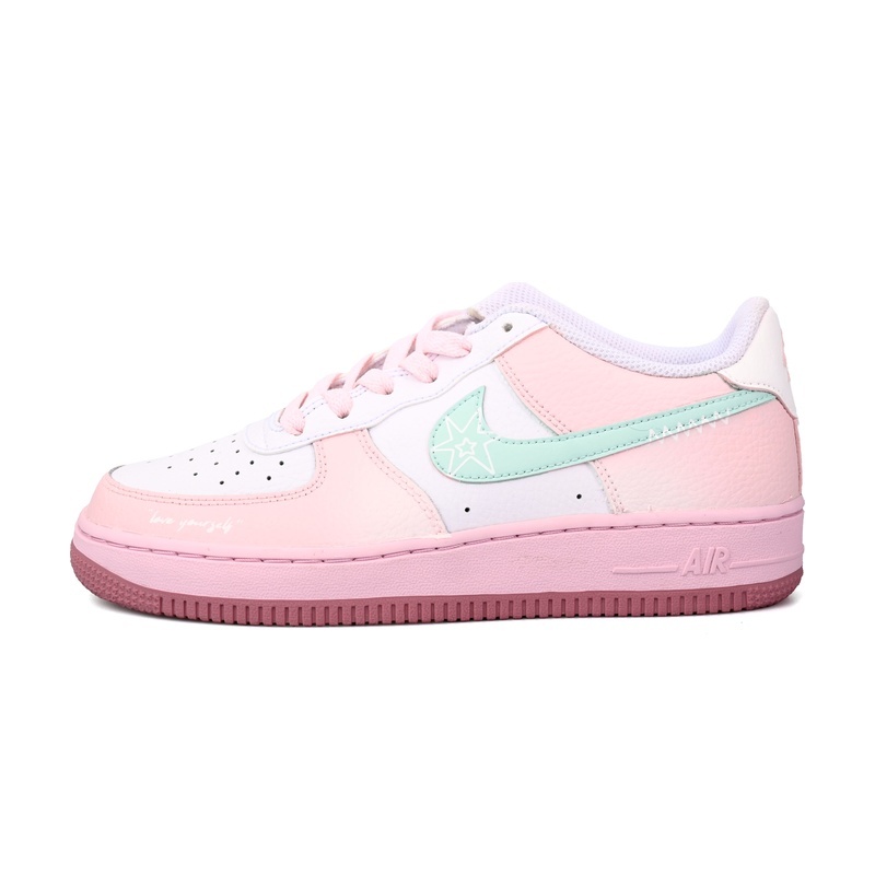 Custom Air Force 1 Shoes Pink White Mint Snow