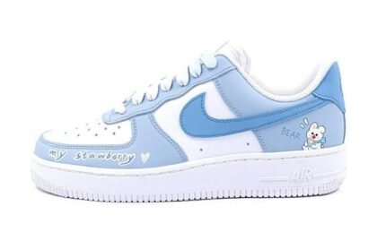 Custom Air Force 1 Shoes White Blue Cute Bear