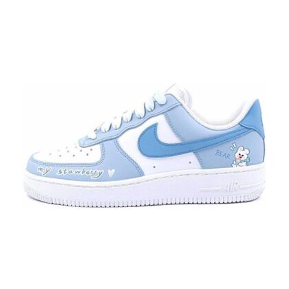 Custom Air Force 1 Shoes White Blue Cute Bear