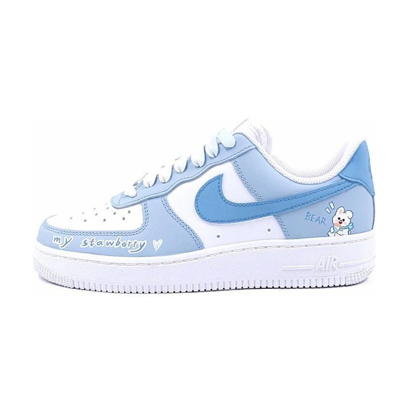 Custom Air Force 1 Shoes White Blue Cute Bear
