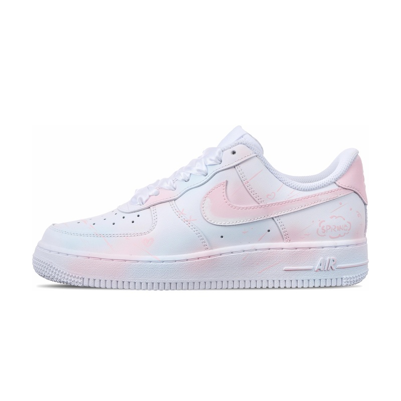 Custom Air Force 1 Shoes White Pink Spring Songs