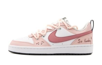 Custom Court Shoes Beige Pink Lucky Charm