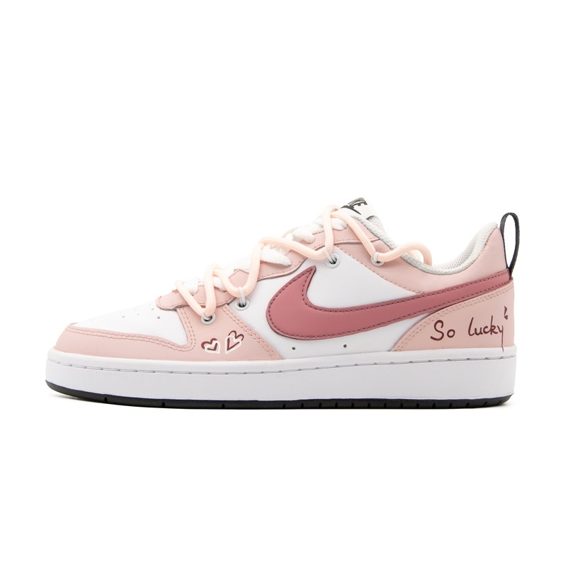 Custom Court Shoes Beige Pink Lucky Charm