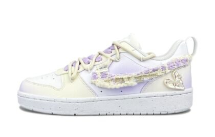 Custom Court Shoes Beige Purple Bubble Cake