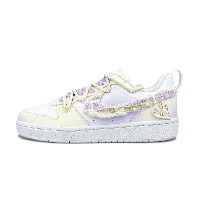 Custom Court Shoes Beige Purple Bubble Cake