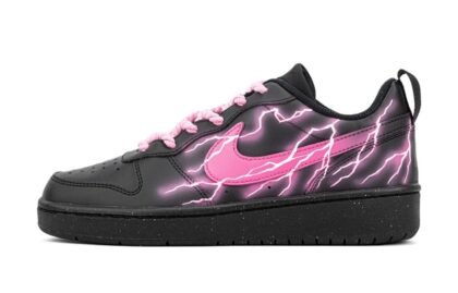 Custom Court Shoes Black Pink Lightning Strike