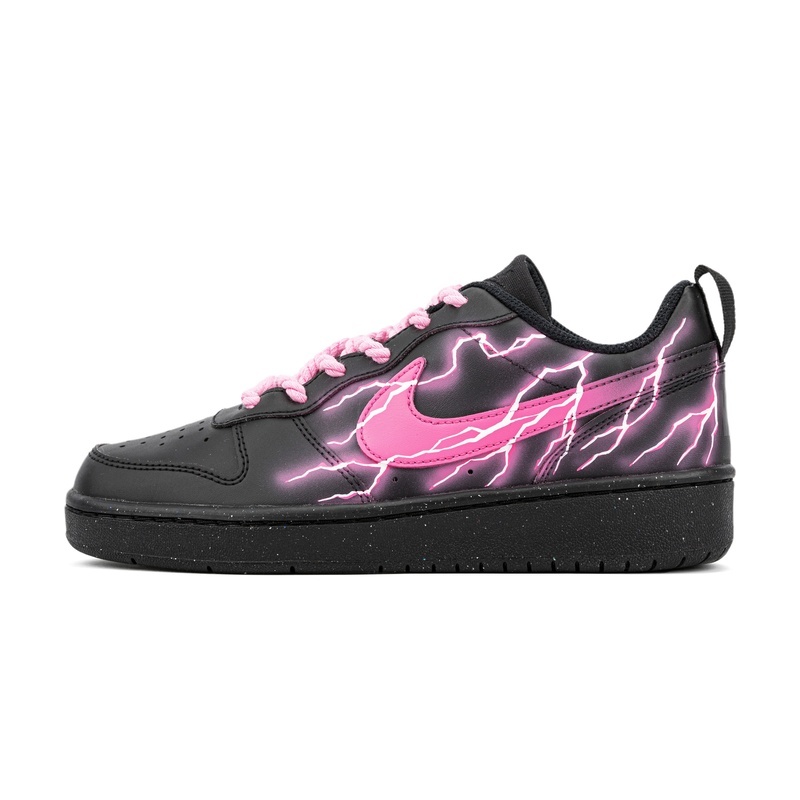 Custom Court Shoes Black Pink Lightning Strike