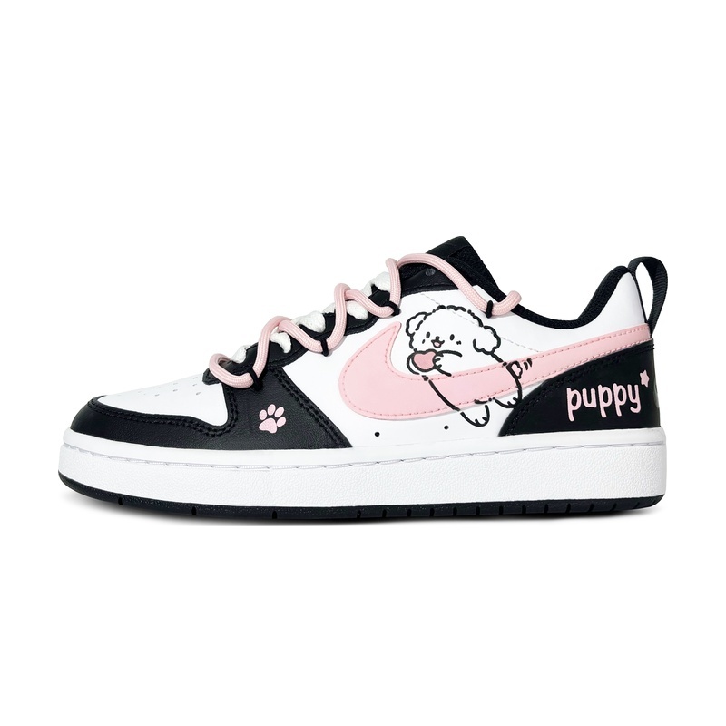 Custom Court Shoes Black Pink Puppy Play