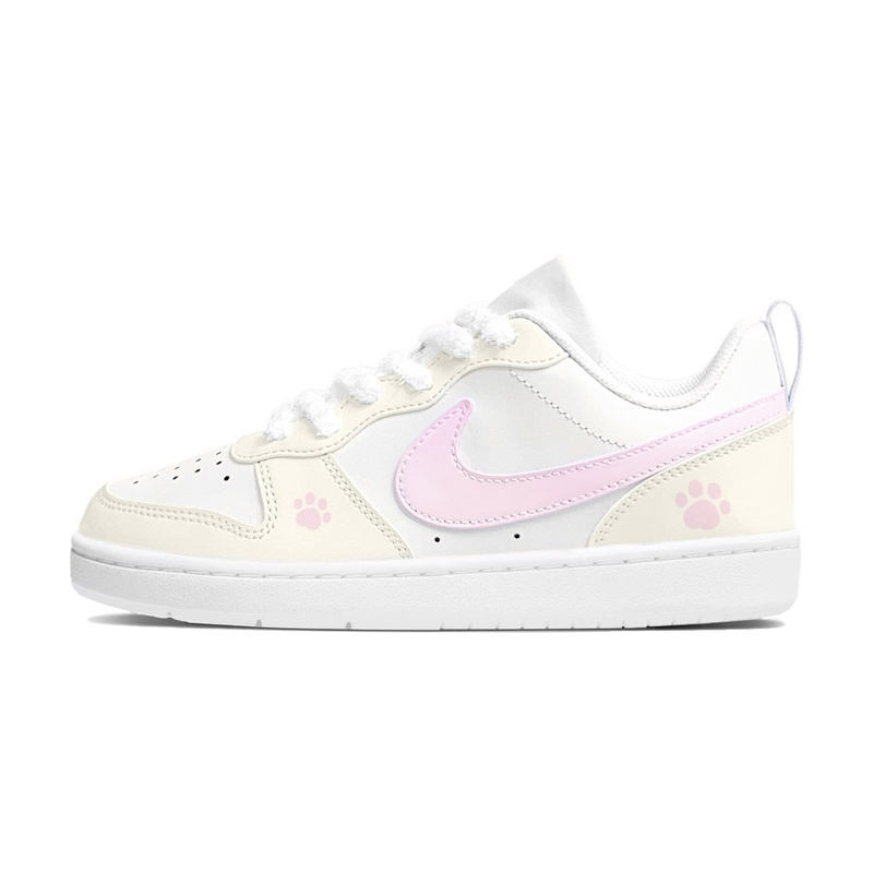 Custom Court Shoes Cream Pink Cat Paw