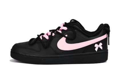 Custom Court Shoes Pink Black Bowknot Charm
