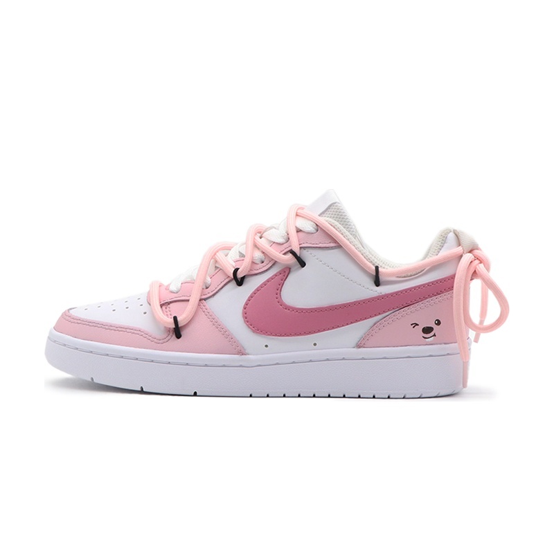 Custom Court Shoes Pink White Bear Face