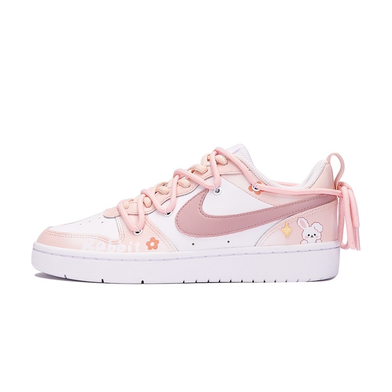 Custom Court Shoes Pink White Cute Rabbit