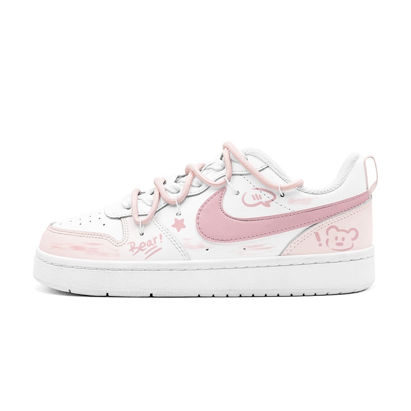 Custom Court Shoes Pink White Little Bear