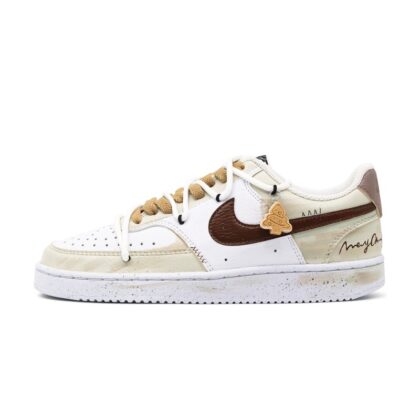 Custom Court Shoes White Brown Christmas Tree