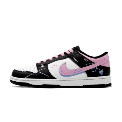 Custom Dunk Shoes Black Pink Graffiti Street