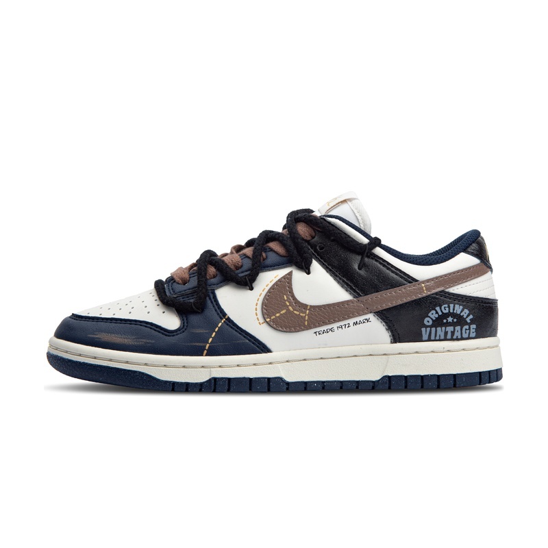 Custom Dunk Shoes Blue Brown Retro Vintage