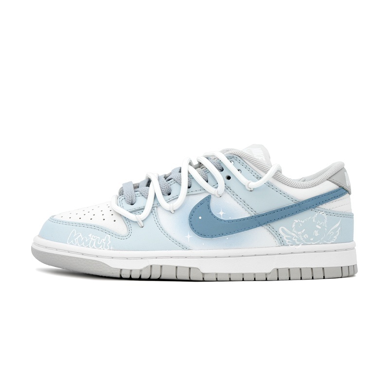 Custom Dunk Shoes Blue White Graffiti Angel