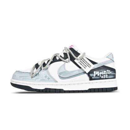 Custom Dunk Shoes Light Blue Black Graffiti Street