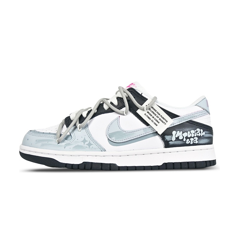 Custom Dunk Shoes Light Blue Black Graffiti Street
