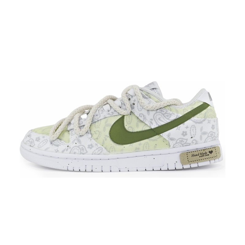 Custom Dunk Shoes Mint Olive Bandana Style