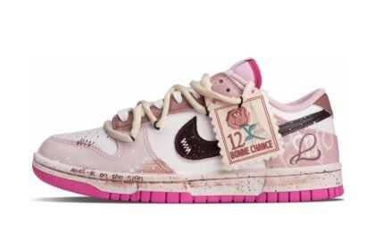 Custom Dunk Shoes Pink Black Rose Eiffel