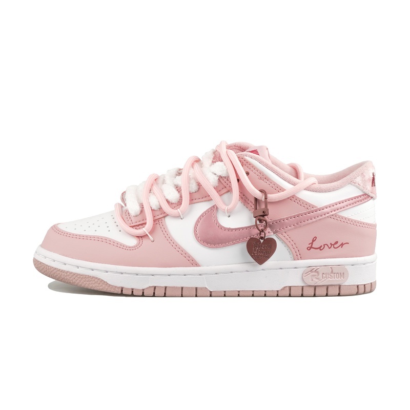 Custom Dunk Shoes Pink White Lover Charm