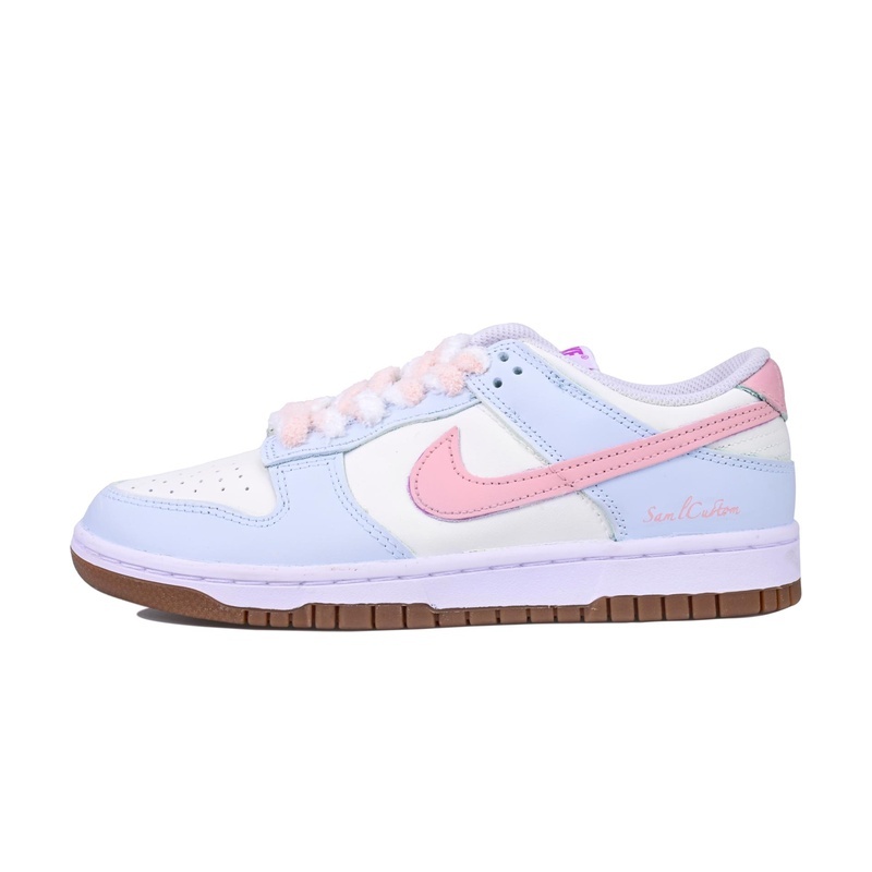 Custom Dunk Shoes Pink White Spring Garden