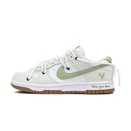 Custom Dunk Shoes White Green Spring Breeze