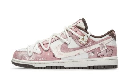 Custom Dunk Shoes White Pink Love Envelope