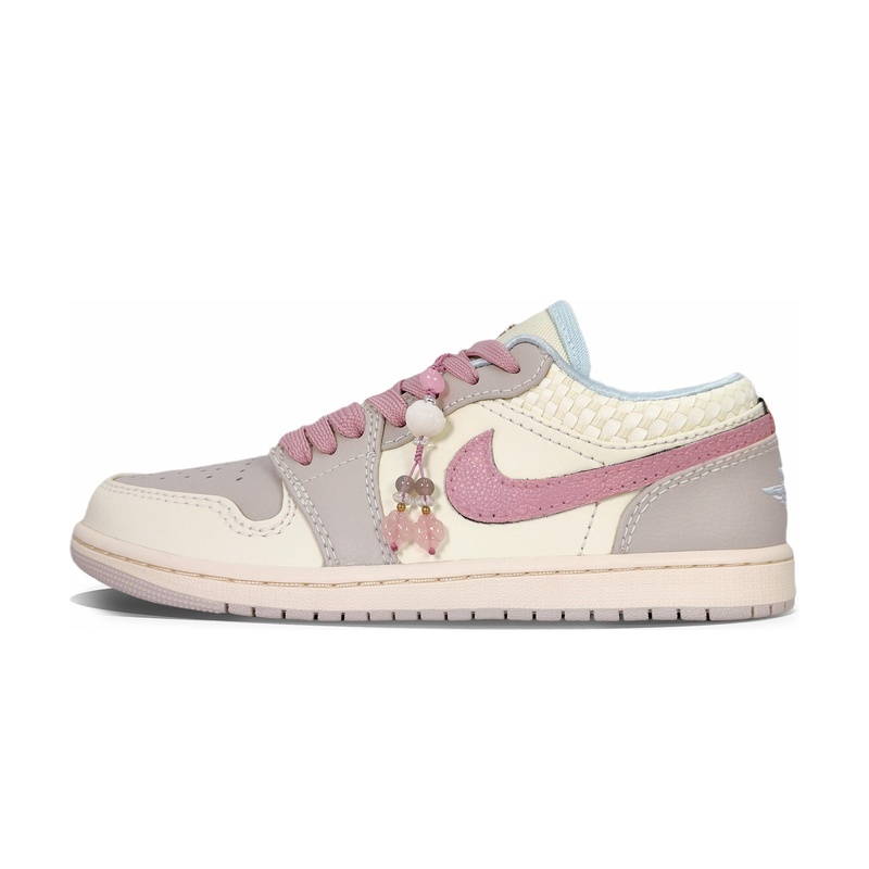 Custom Jordan Shoes Beige Pink Simple Life