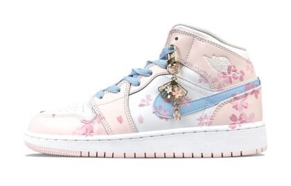 Custom Jordan Shoes Pink Blue Sakura Dance