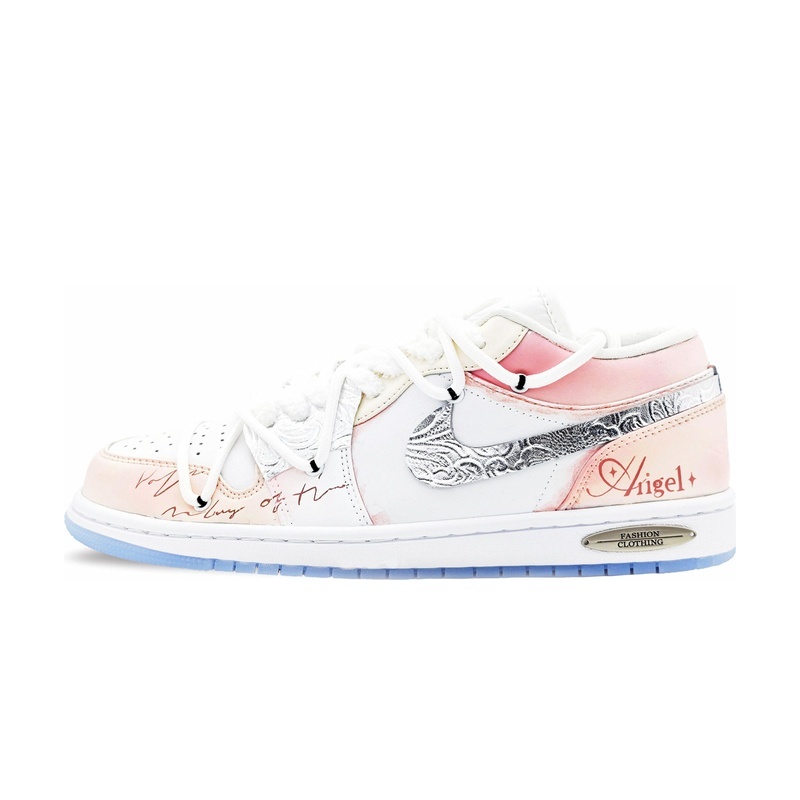 Custom Jordan Shoes Pink Silver Angelic Glow