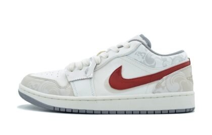 Custom Jordan Shoes White Gray Oriental Charm