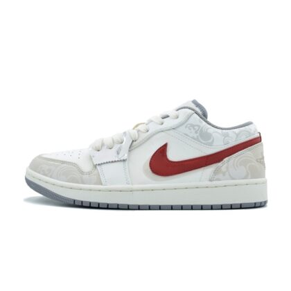 Custom Jordan Shoes White Gray Oriental Charm